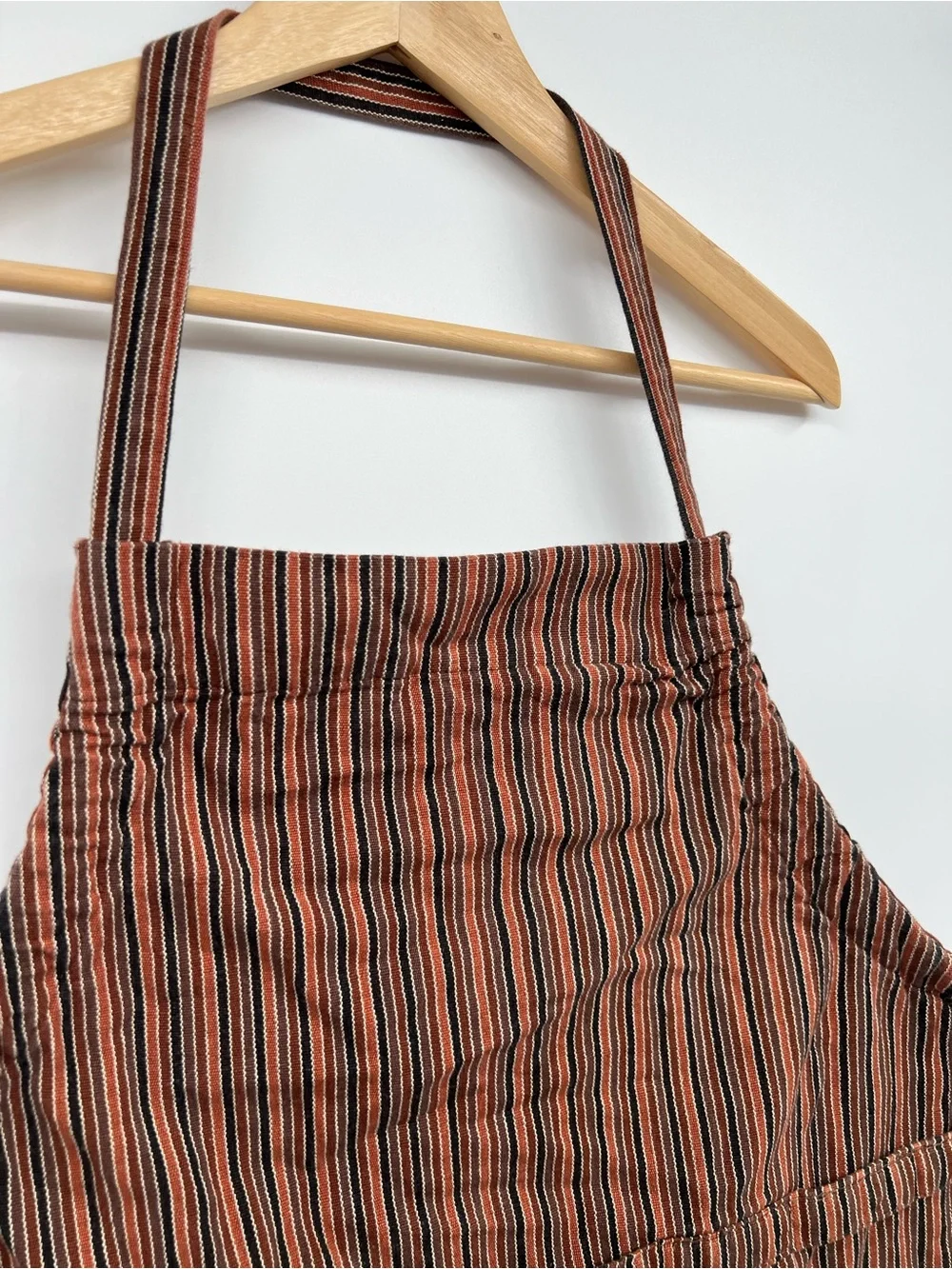 IKEA Apron Rust and Black Narrow-Striped Woven Fabric Panel